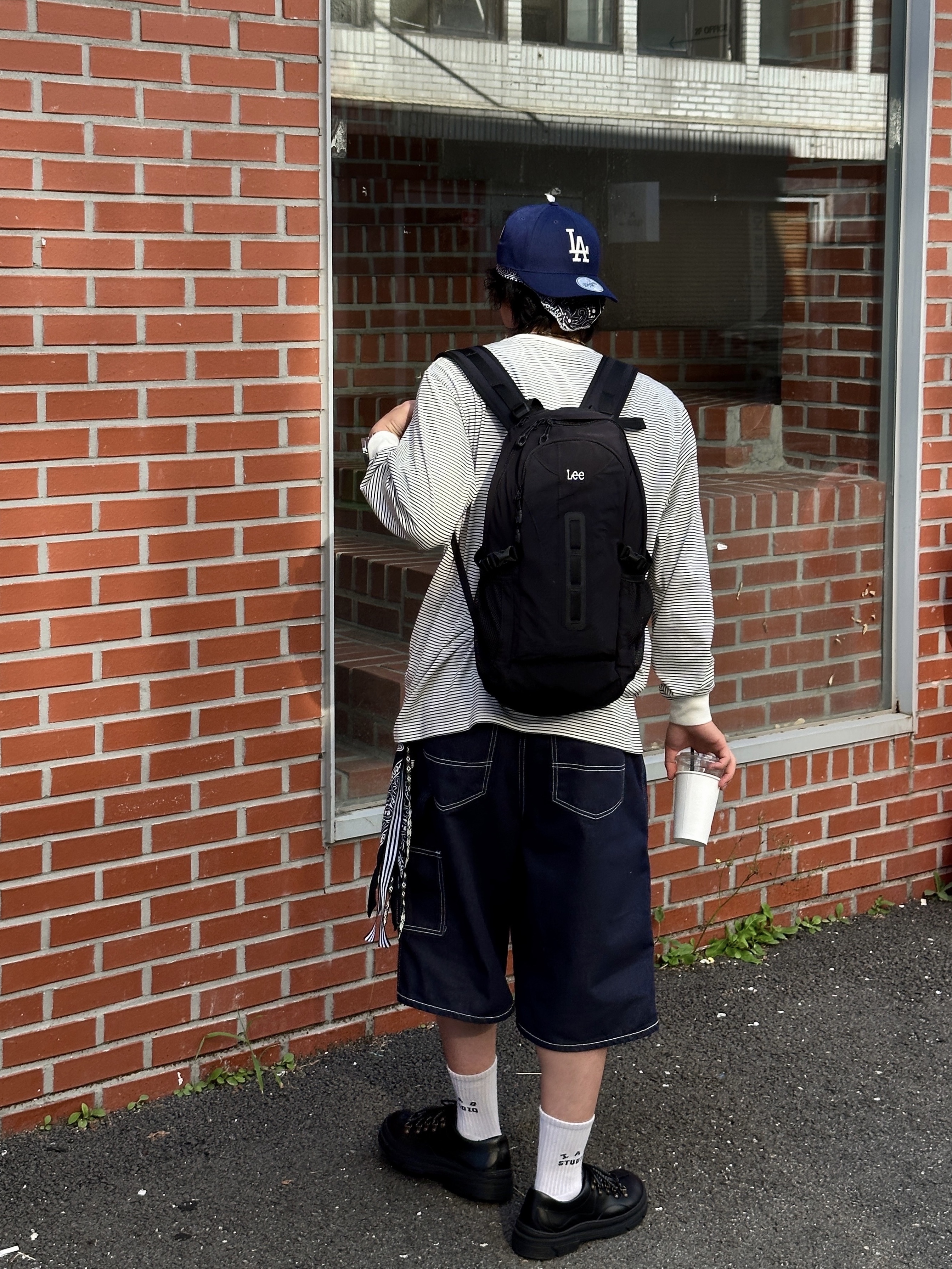 MLB Signature Patch Structured Ball Cap Los Angeles Dodgers Navy, Romantic Move Oat Mountain Oil Black 착용 스타일 - 6