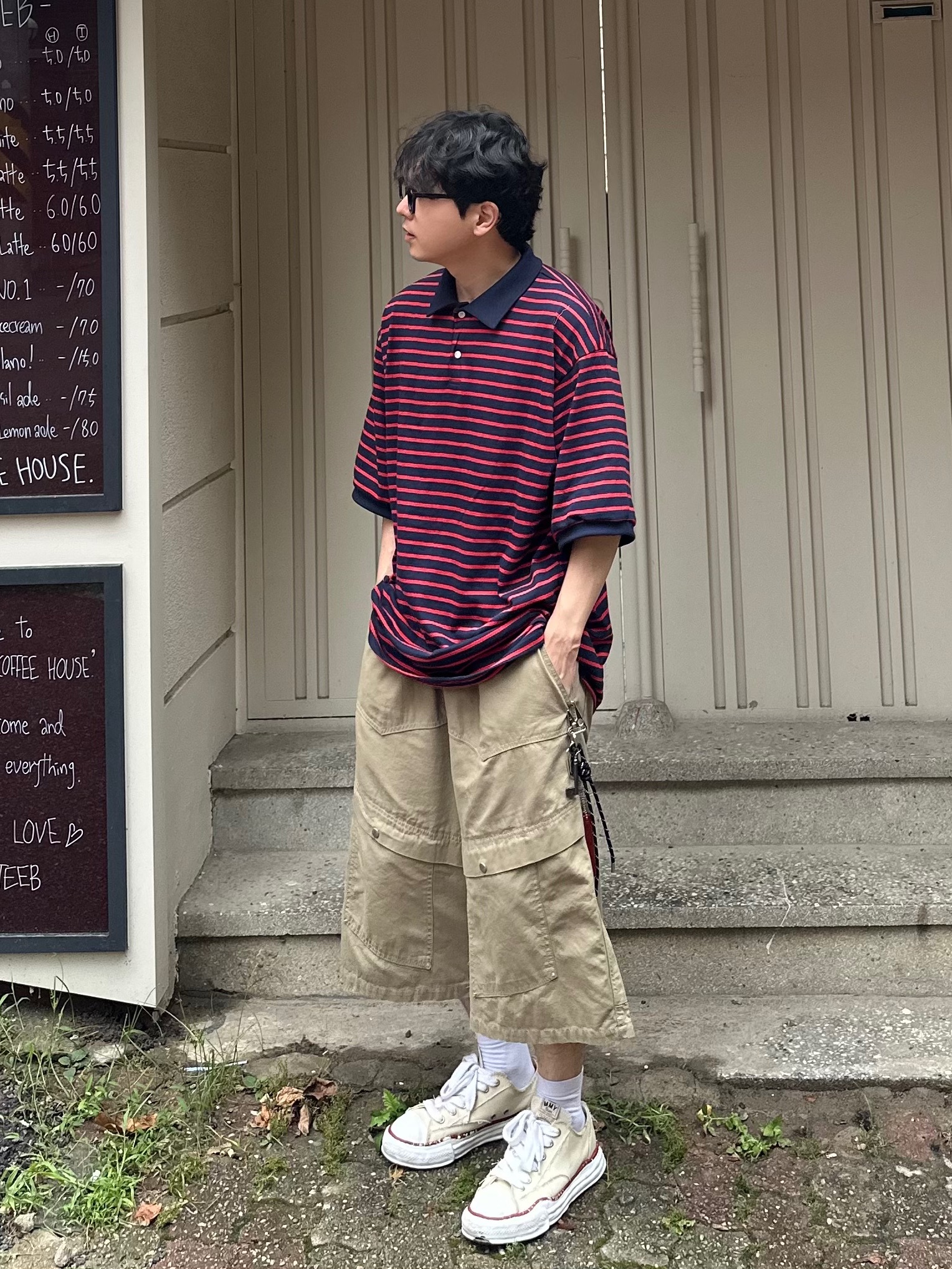 Human Made Acrylic Keychain Red, Maison Mihara Yasuhiro Peterson OG Sole Canvas Low-top Sneakers Natural 착용 스타일 - 4