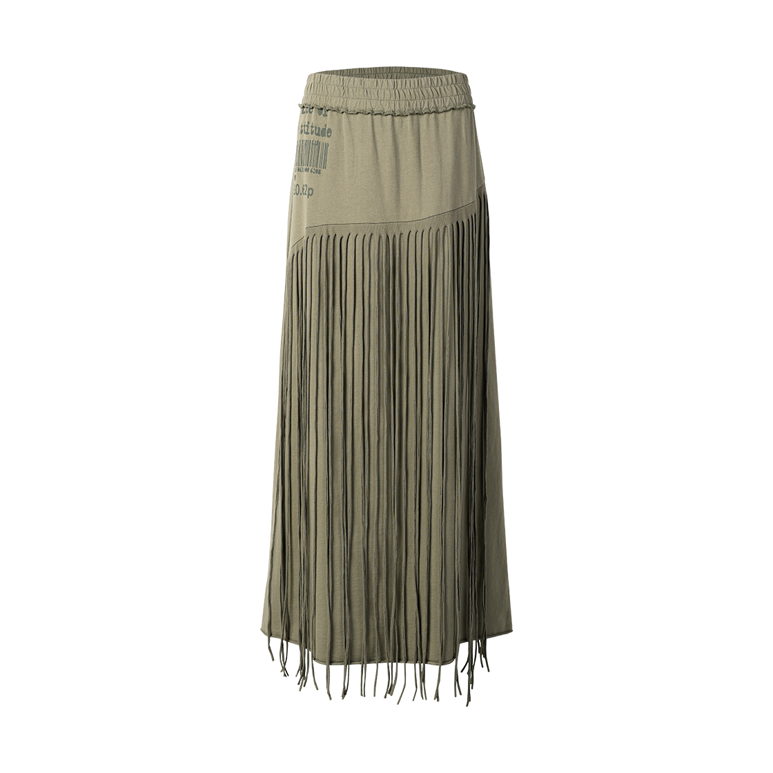 (W) 더바이닐하우스 트리밍 저지 스커트 올리브((W) Thevinylhouse Trimmed Jersey Skirt Olive)