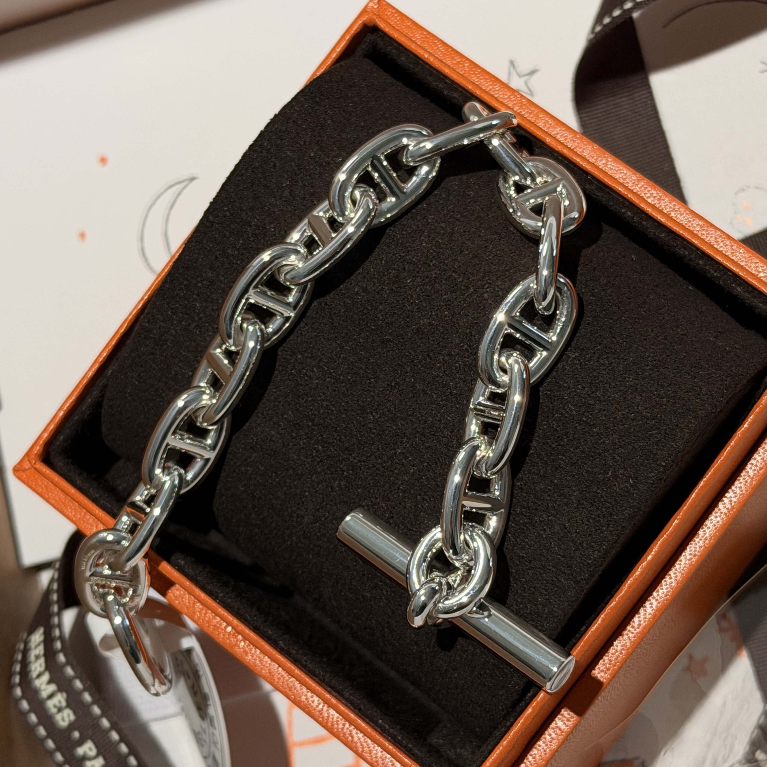 Hermes Medium Chaine D'Ancre Bracelet Sterling Silver 착용 스타일