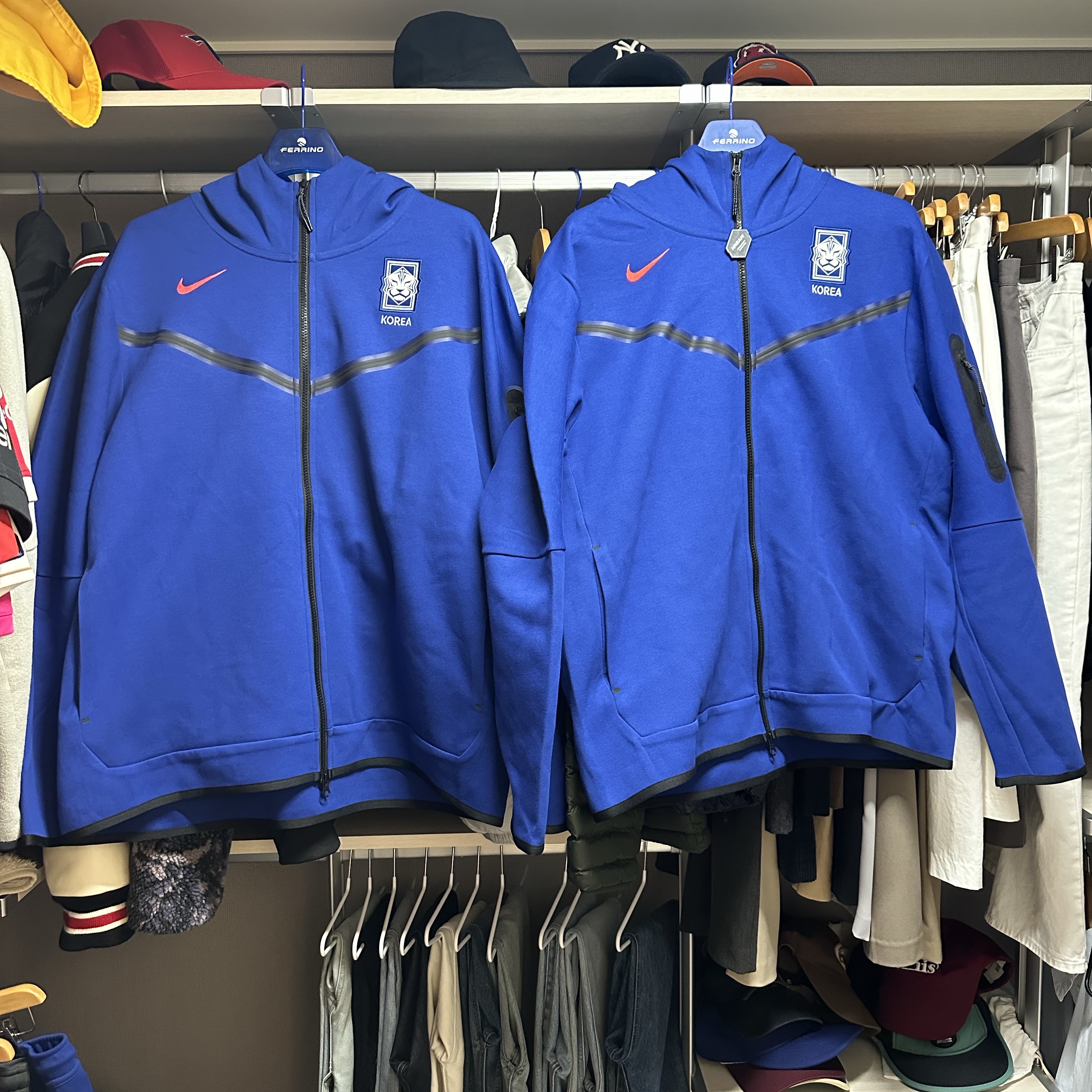 Nike Korea Tech Soccer Fleece Full-Zip Hoodie Global Blue Black - Asia 착용 스타일