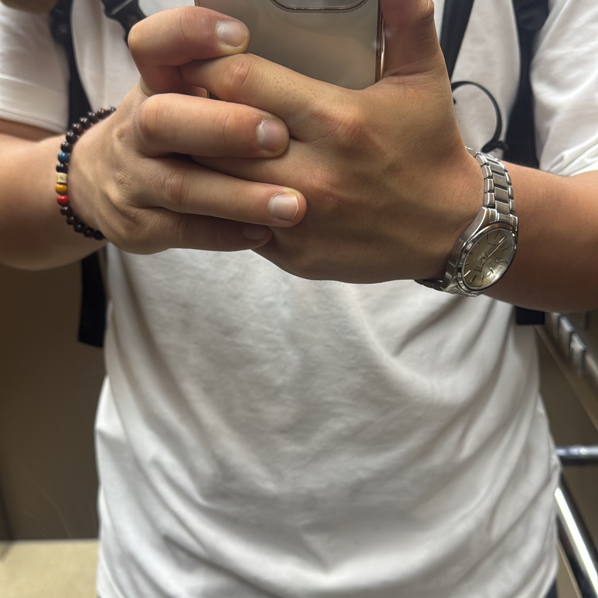 Casio MTP-1183A-7A, IAB Studio 26 IAB T-Shirt White Navy 착용 스타일
