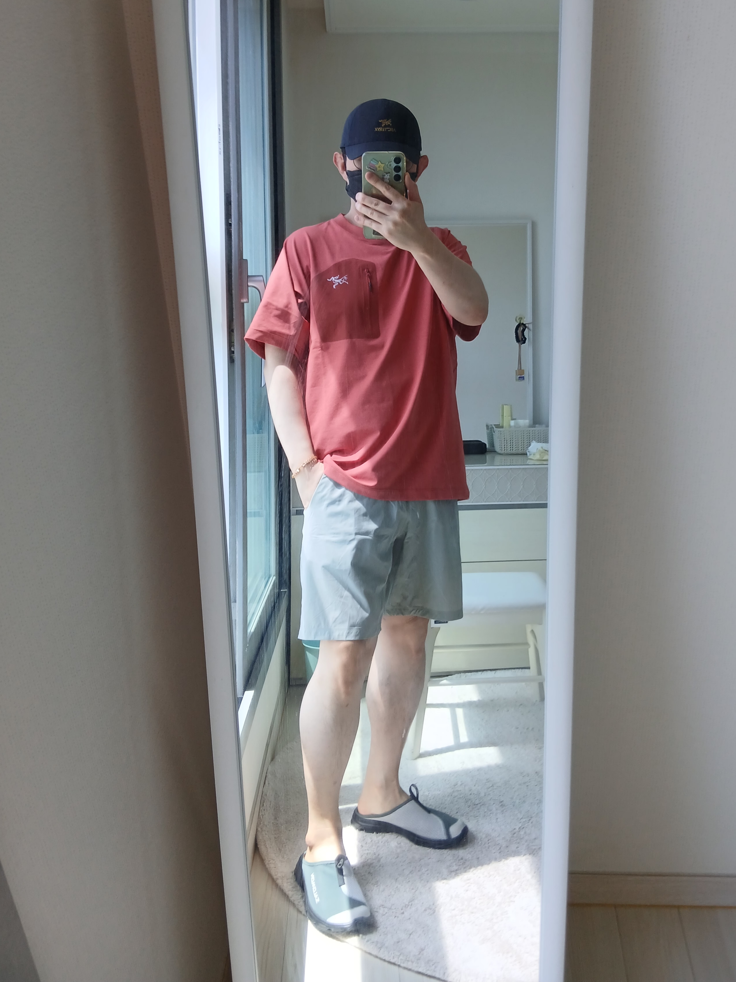Arc'teryx Small Bird Cap 24K Black, Arc'teryx Incendo Short 9 Inch Habitat 착용 스타일 - 1