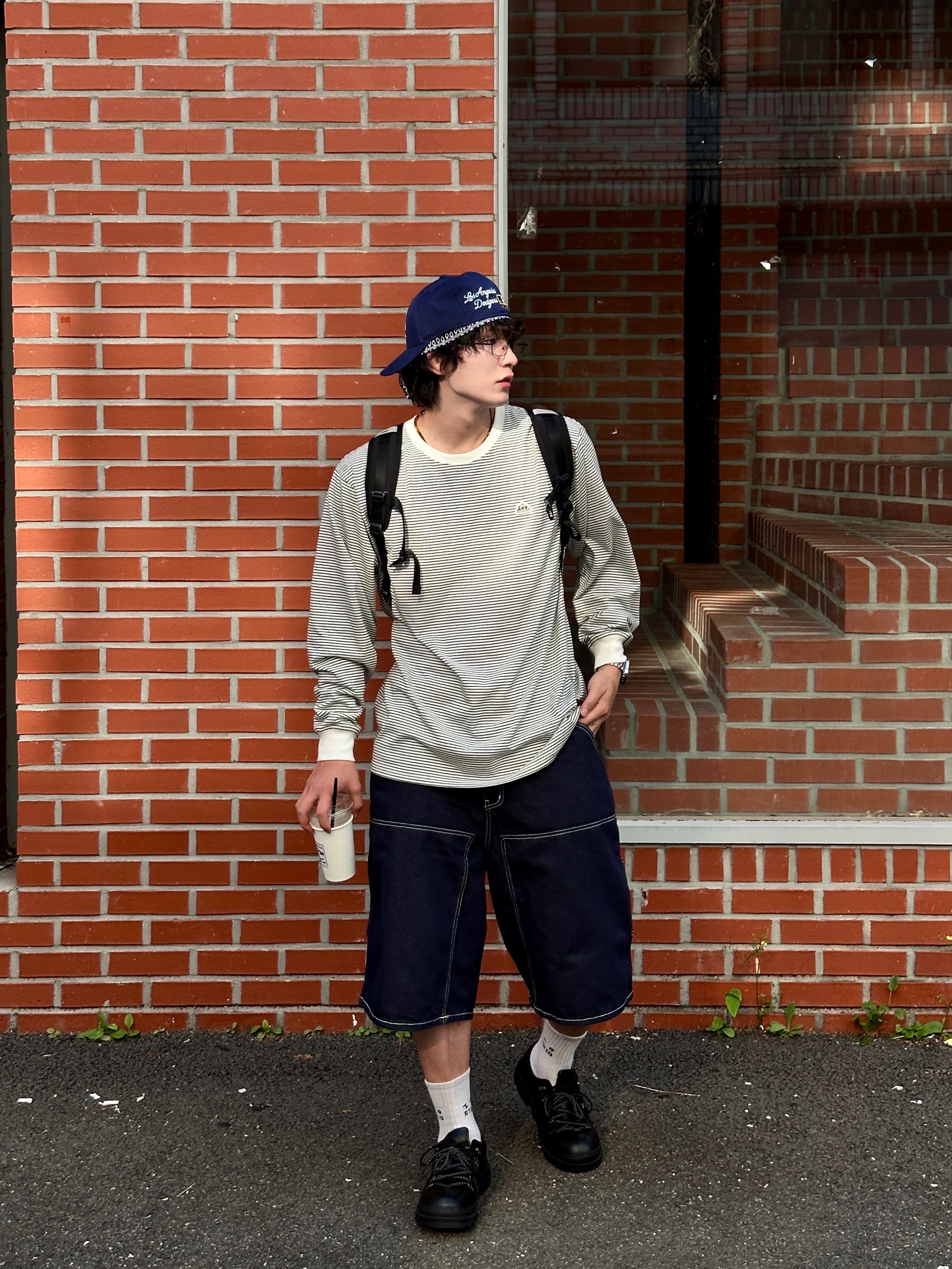 MLB Signature Patch Structured Ball Cap Los Angeles Dodgers Navy, Romantic Move Oat Mountain Oil Black 착용 스타일 - 7