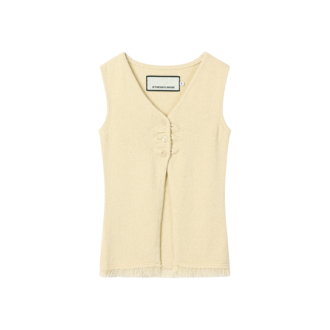 (W) 더바이닐하우스 버튼 니트 베스트 아이보리((W) Thevinylhouse Button Knit Vest Ivory)