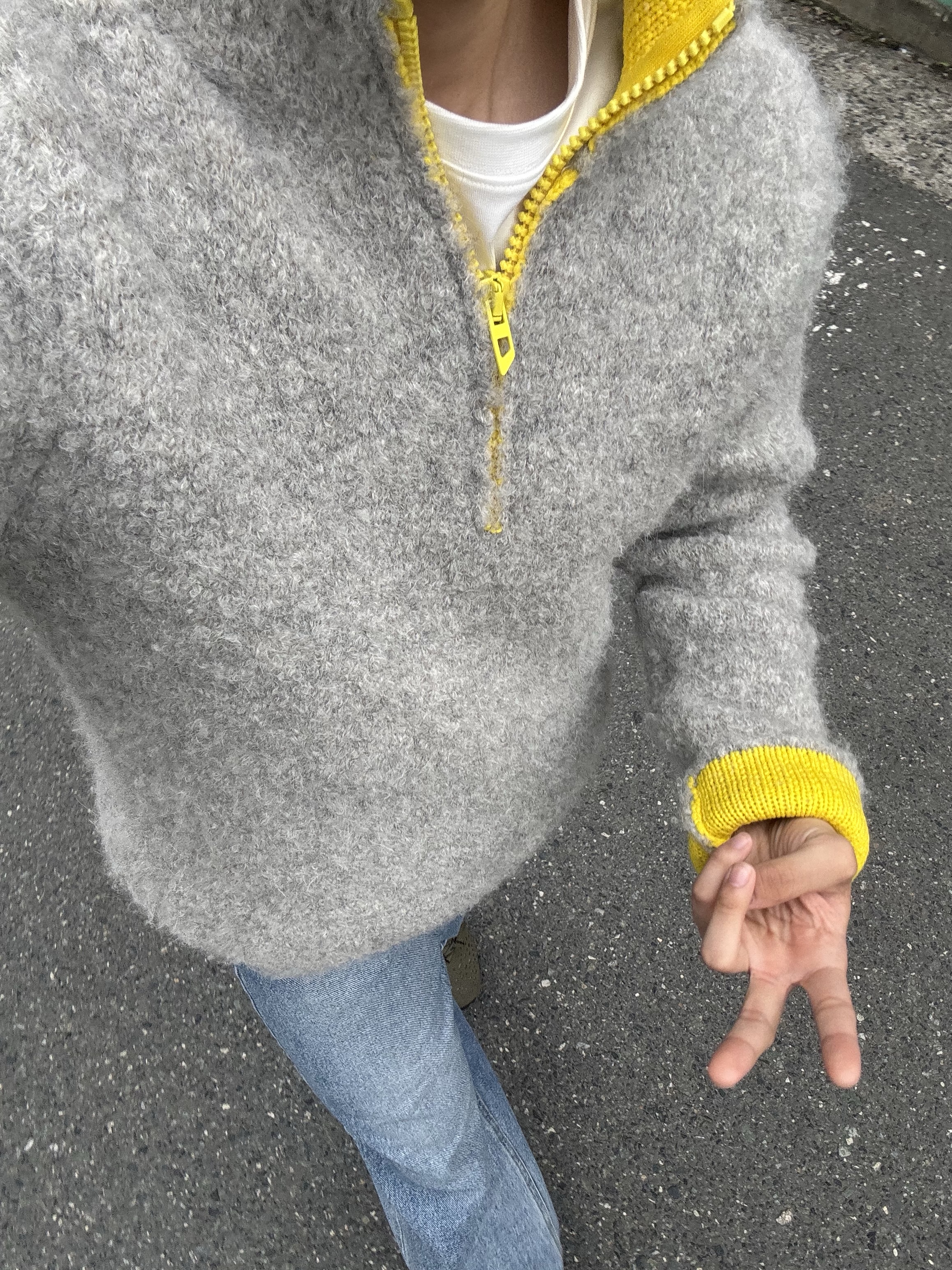 Diesel K-Eller Alpaca Woll Blended Knit Sweater Grey, Stussy Denim Big OL' Jean Washed Blue 착용 스타일