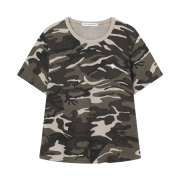 SLOW RECORD HOUSE Logo Waffle Crop T-Shirt Camo (Beige)