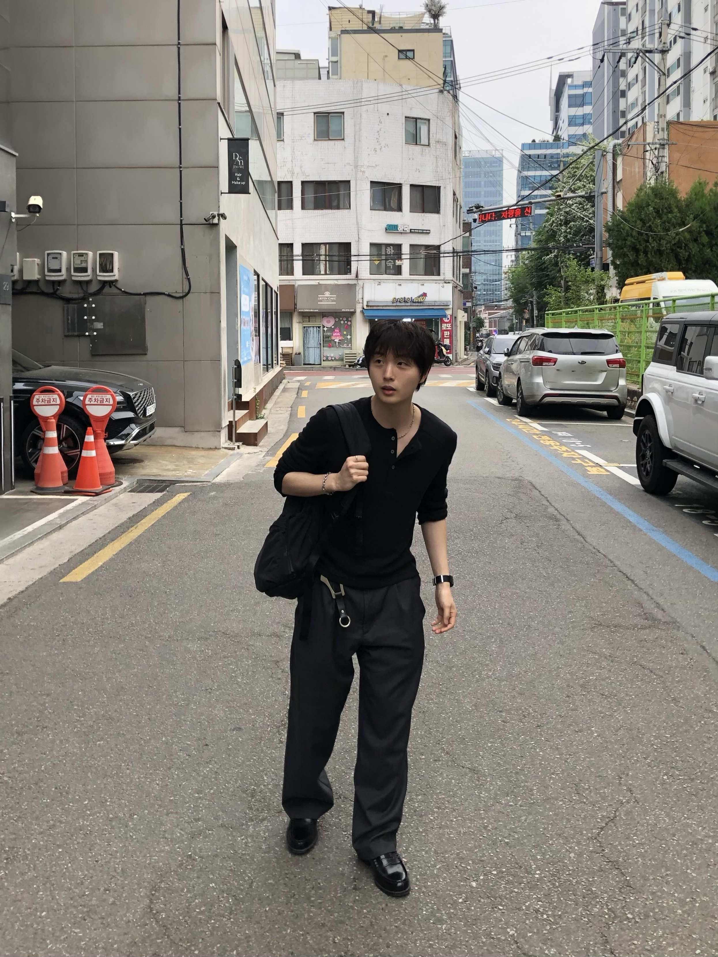 Haruta HS-906 Penny Loafer Black 착용 스타일 - 1