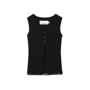 (W) Thevinylhouse Button Knit Vest Black