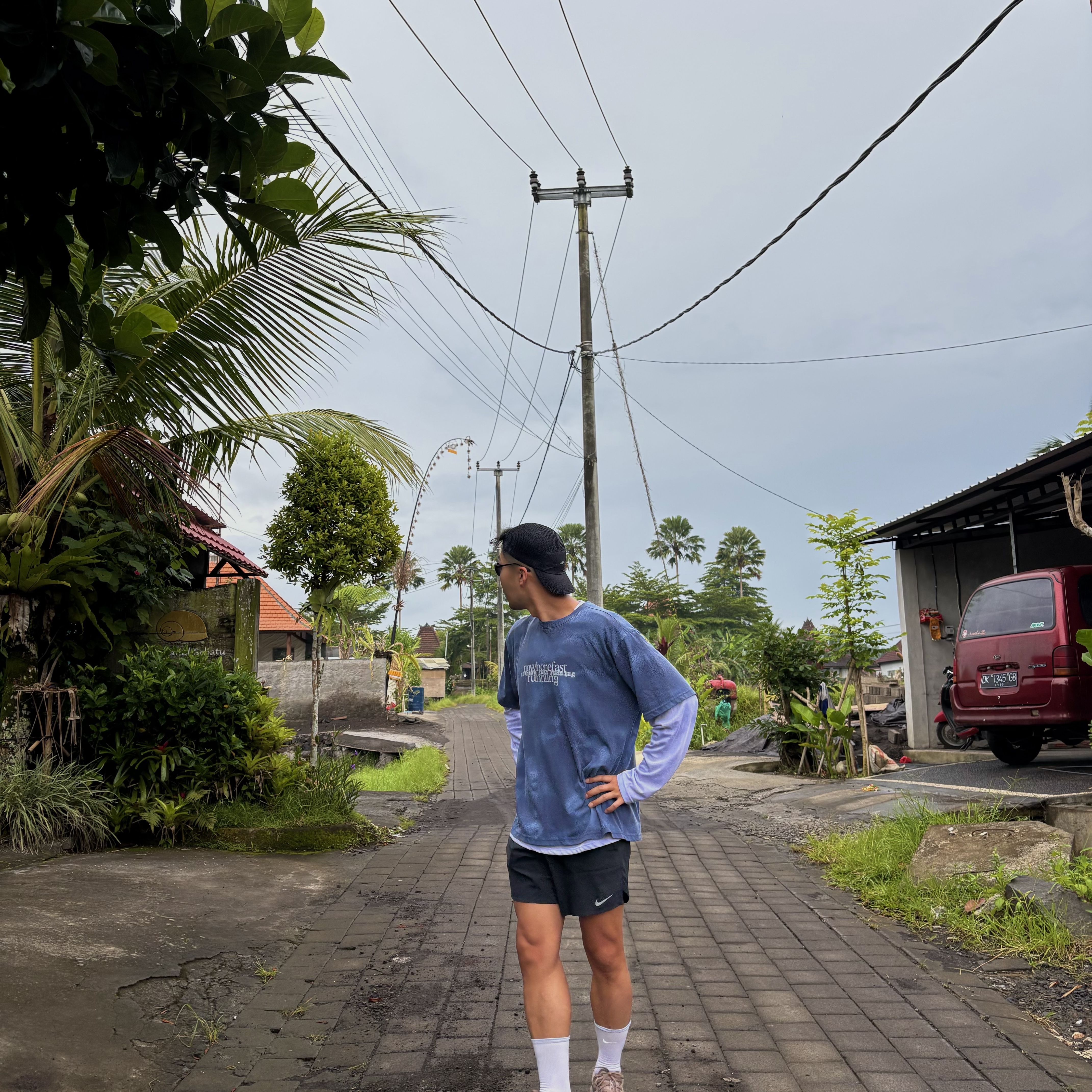 lainlame Tiedye Layered Short T-Shirts Navy 착용 스타일 - 3