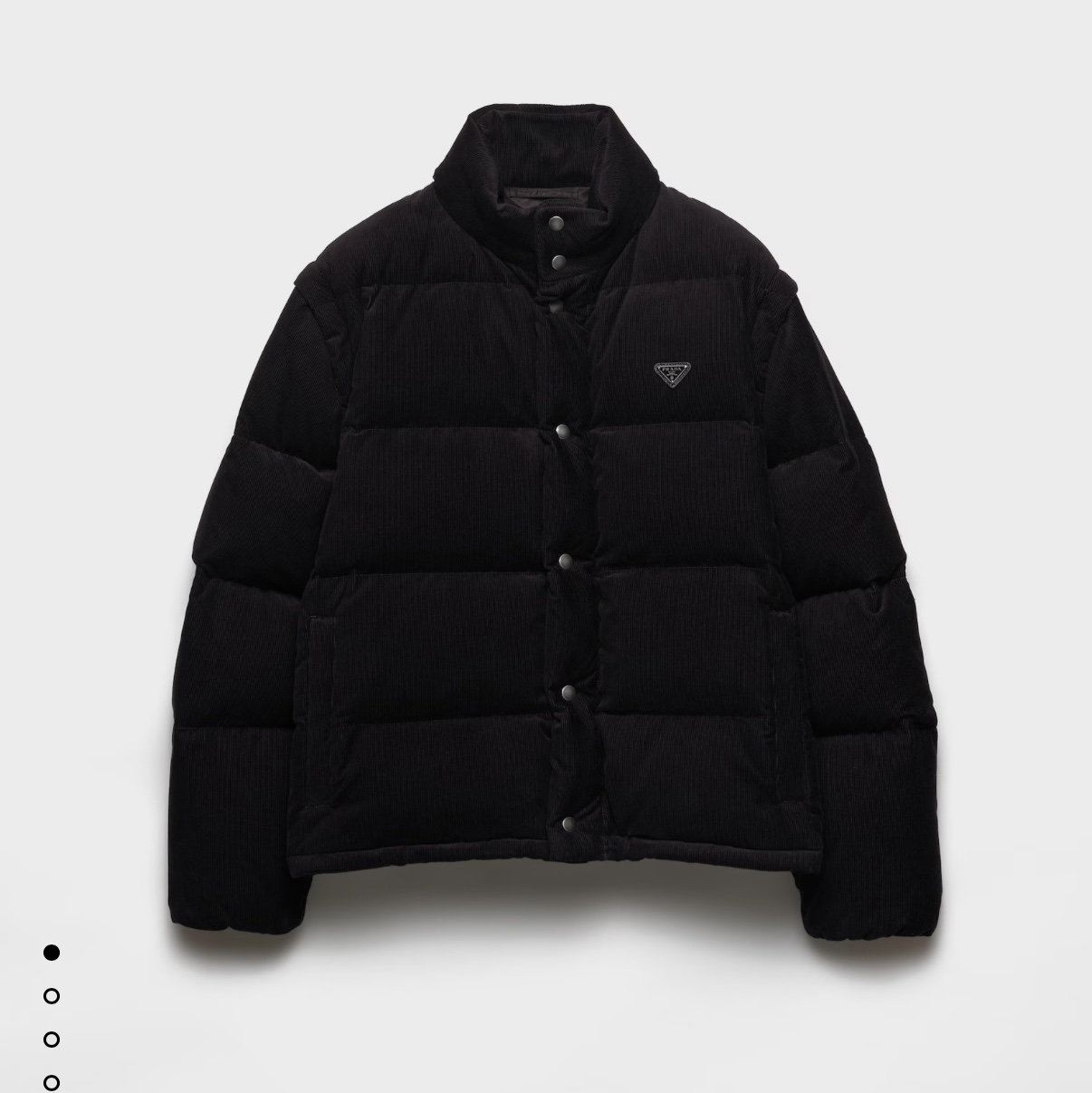 Prada Medium-Weight Corduroy Down Jacket Black 착용 스타일