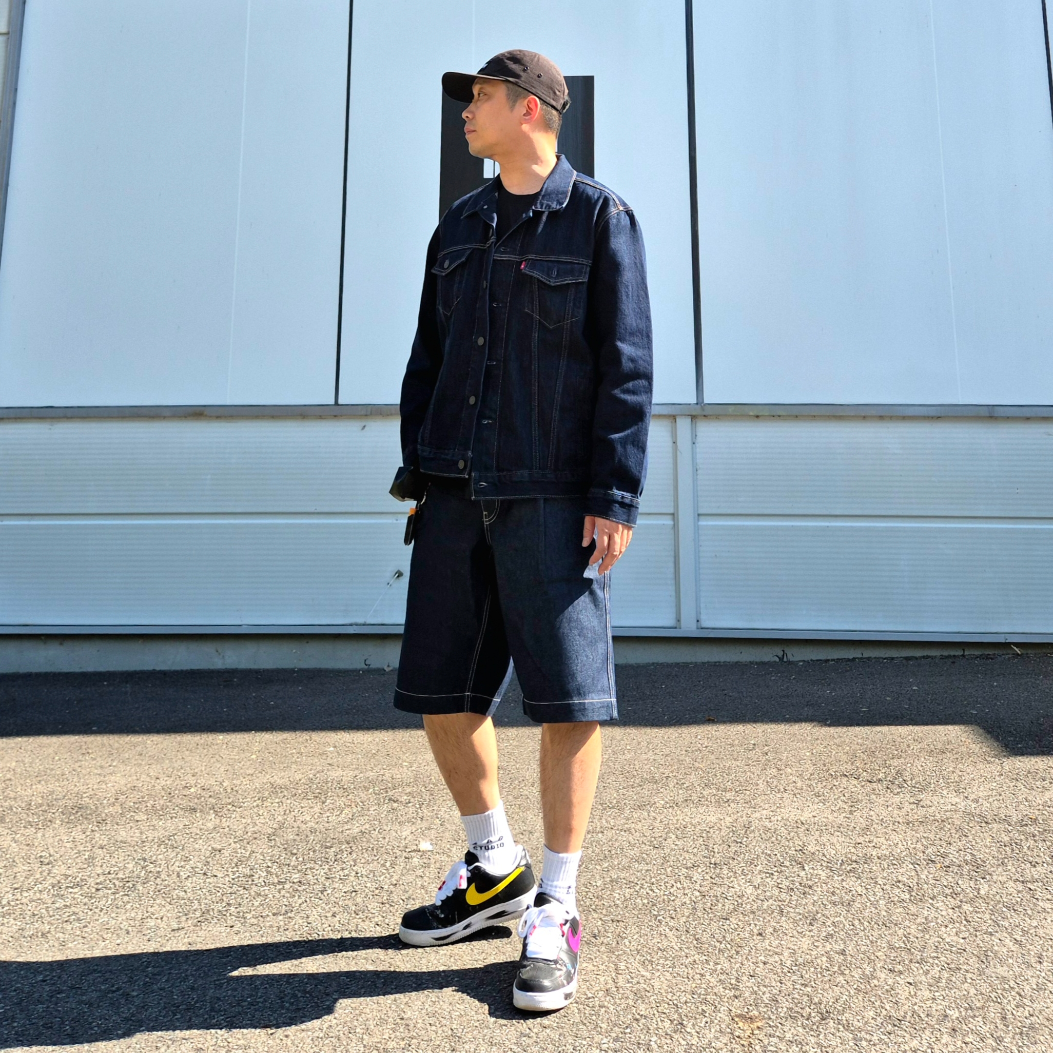 Nike x Peaceminusone Air Force 1 Low Para-Noise 3.0 Black and Multicolor, IAB Studio Socks White (5 Pack) 착용 스타일 - 1