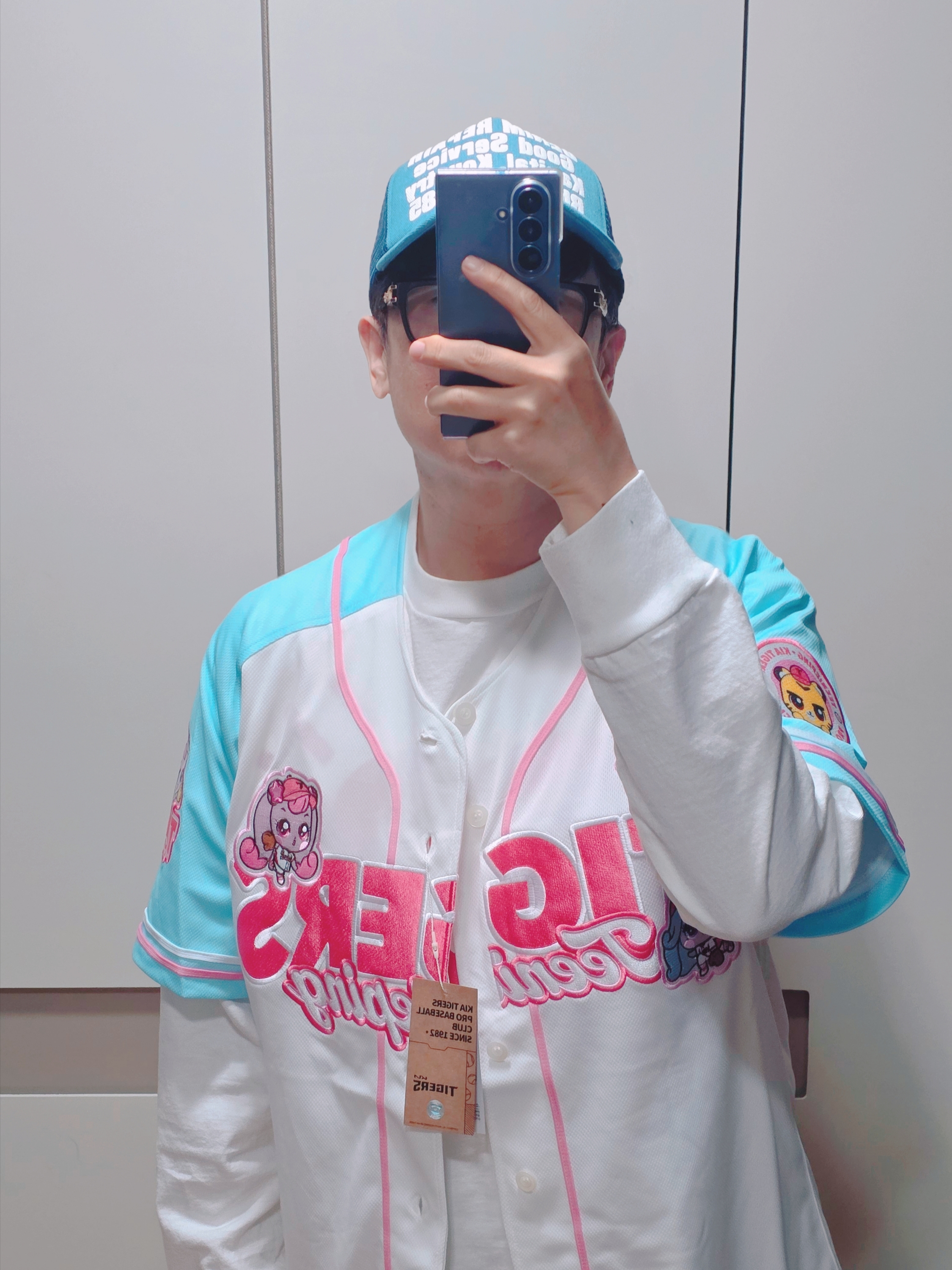 Kia Tigers x Catch! Teenieping x IAB Studio Replica Teenieping Uniform Sky Blue (Non Marking Ver.), Kapital Denim Repair Service Pt Denim Track Cap Navy 착용 스타일 - 1