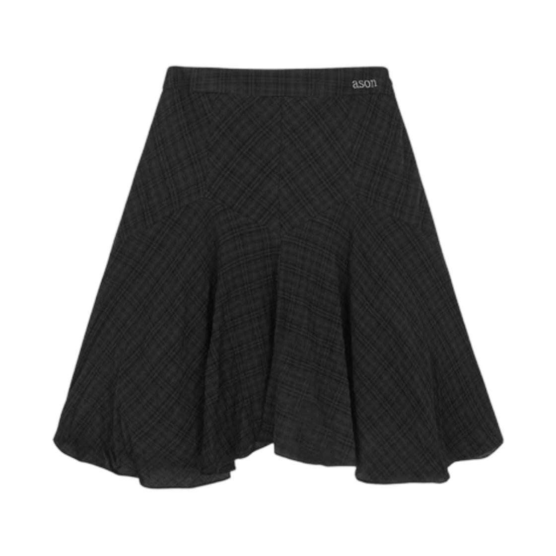 (W) 애즈온 런던 체크 미디 스커트 블랙((W) Ason London Check Midi Skirt Black)