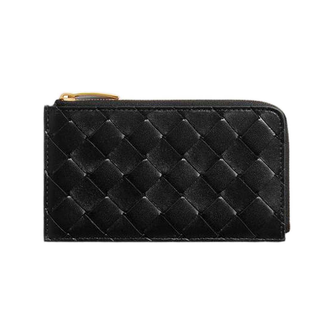 875447VCPP38425 Bottega Veneta Intrecciato L-Zipped Card Case Black