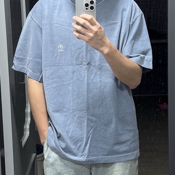 Polyteru Human Index Human Regular 1/2 T-Shirt Dyed Blue 착용 스타일