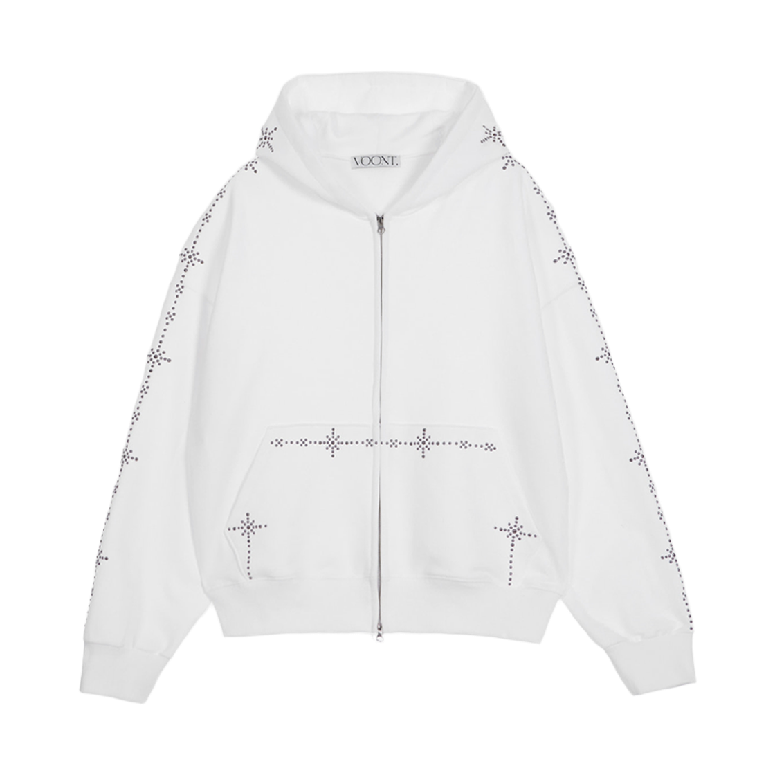 분트 스터드 라인 후드집업 아이보리(VOONT Stud Line Hood Zip-Up (IVORY)) - 1