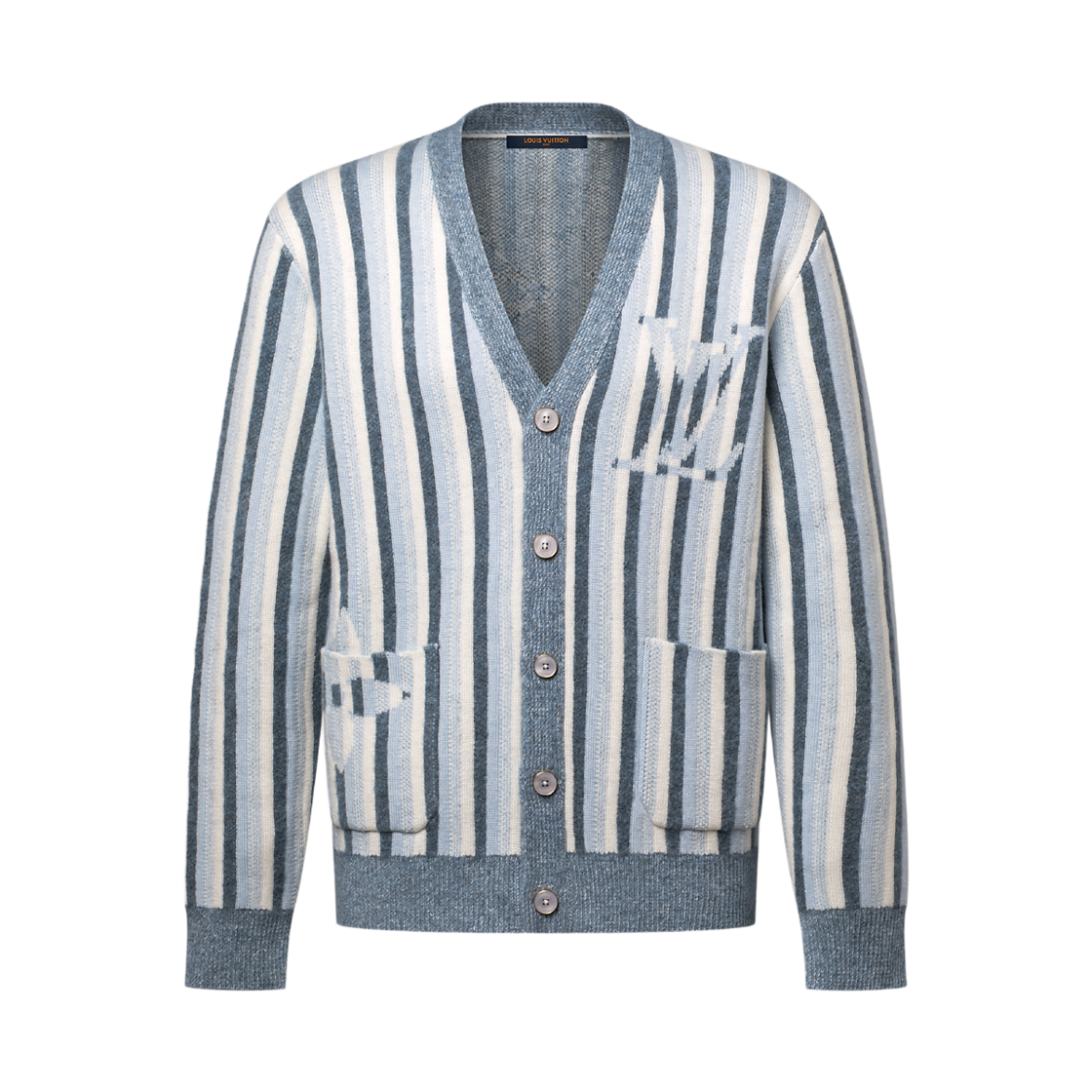 루이비통 스트라이프 자카드 가디건 페일 블루(Louis Vuitton Stripe Jacquard Cardigan Pale Blue) - 1