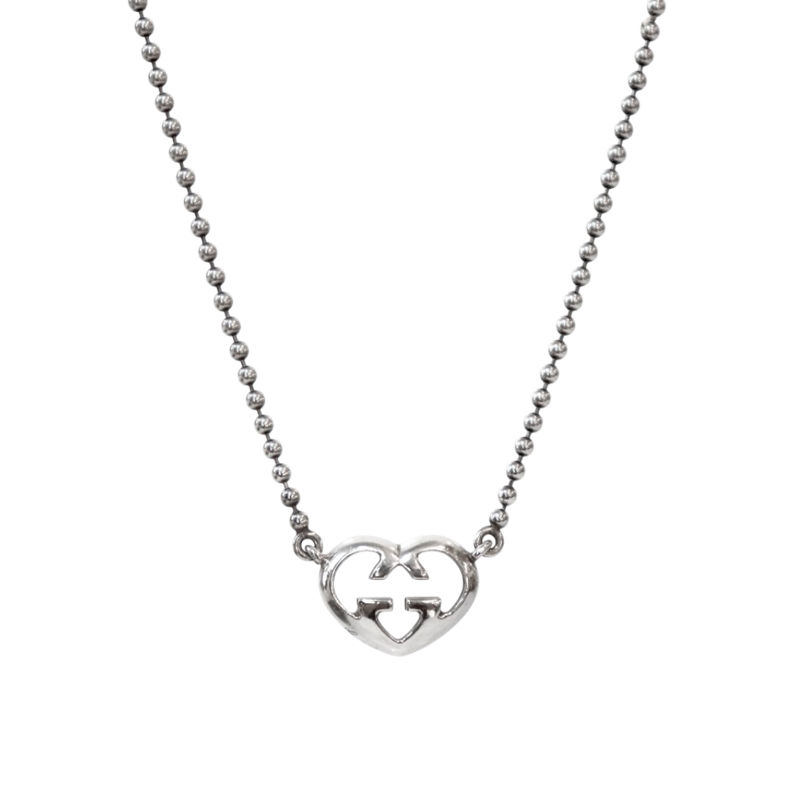ITI2WT2R3NCI Gucci Silver Heart Interlocking Necklace C-B52455