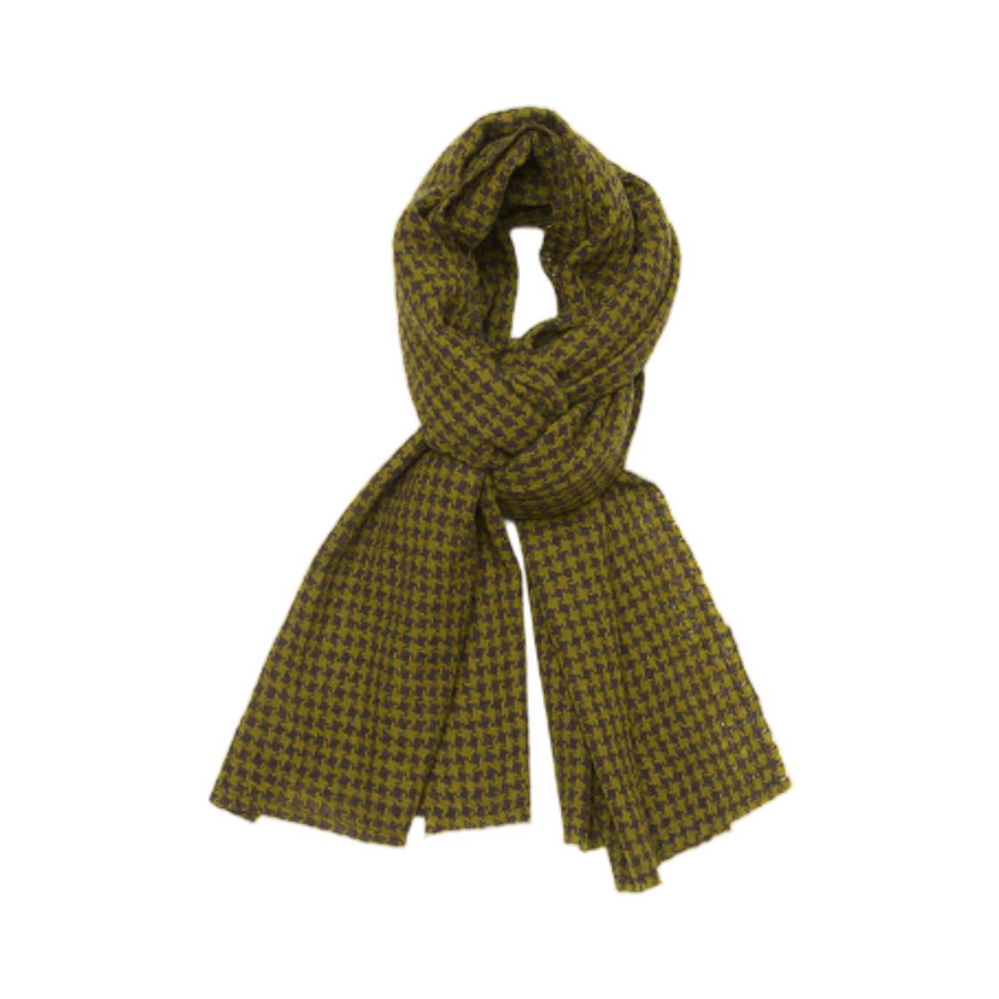 해칭룸 하운드투스 체크 울 머플러 그린(Hatchingroom Houndstooth Check Wool Muffler Green)