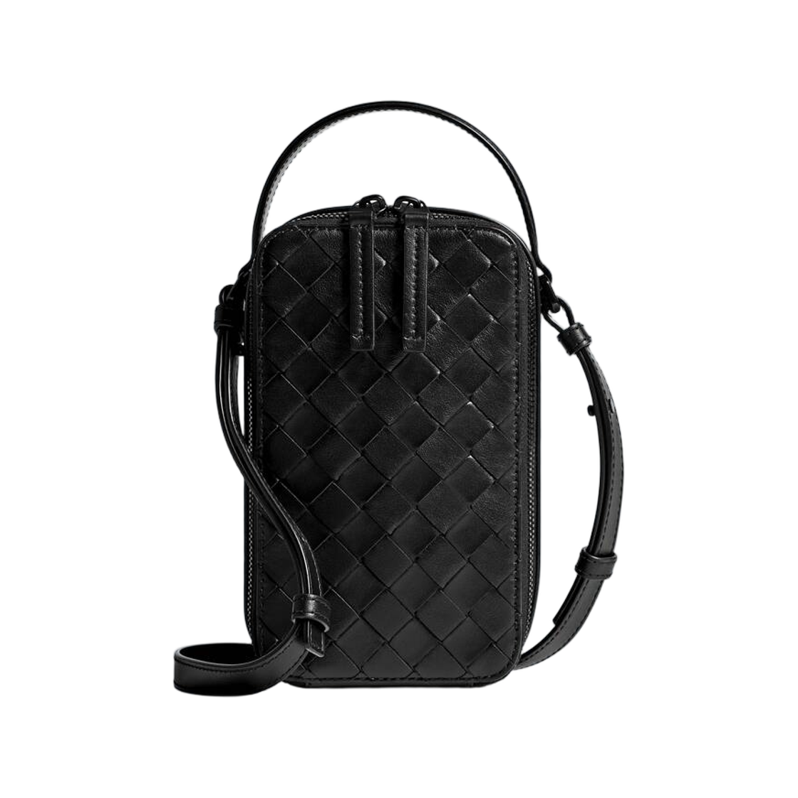 826829V2HL08966 Bottega Veneta Getaway Vertical Phone Pouch Black Nero Opaco