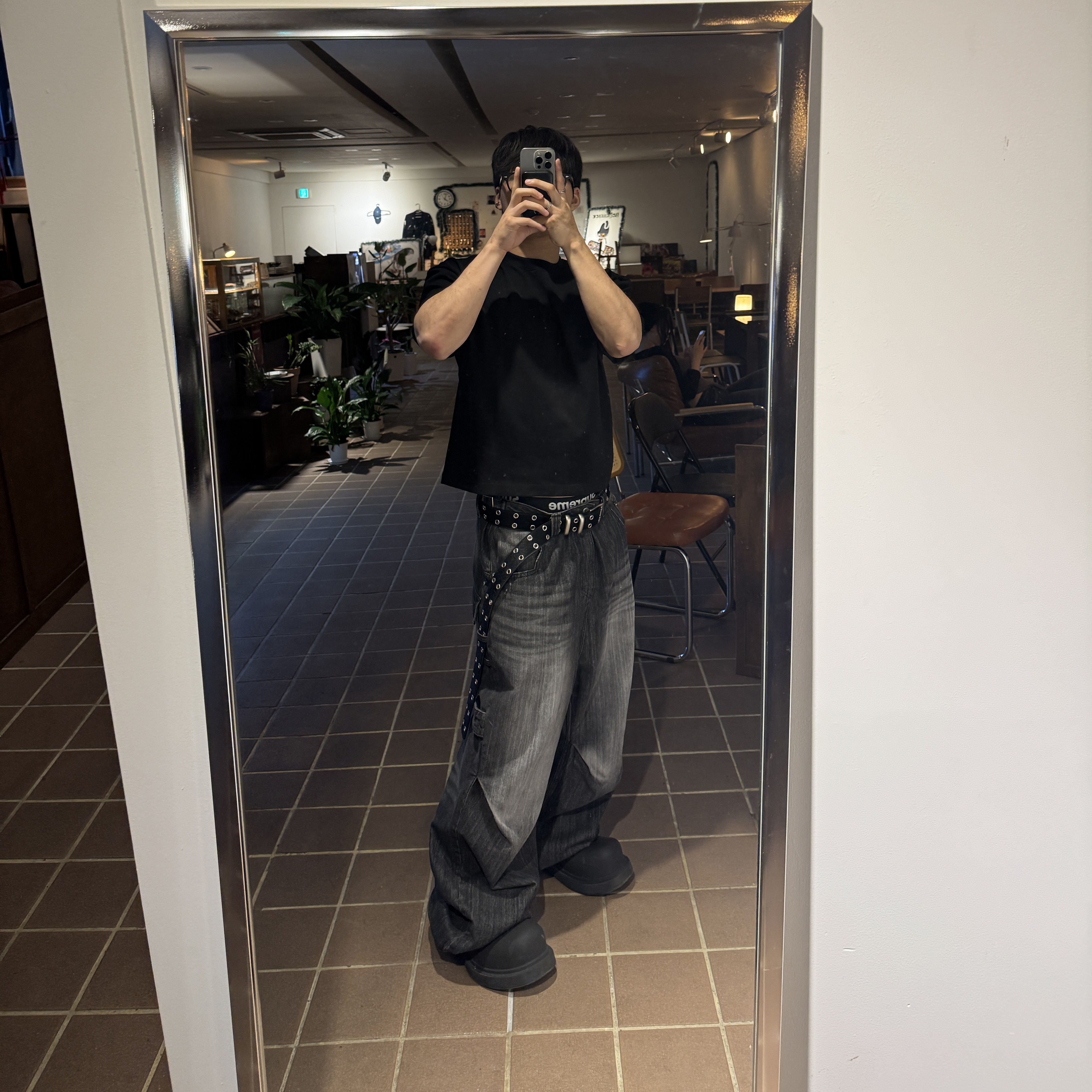 [프리오더] Polyteru 925 Silver Ring 005 Star, Kamien x MJD Double Hole Belt Black Shearling Calfskin 착용 스타일 - 2