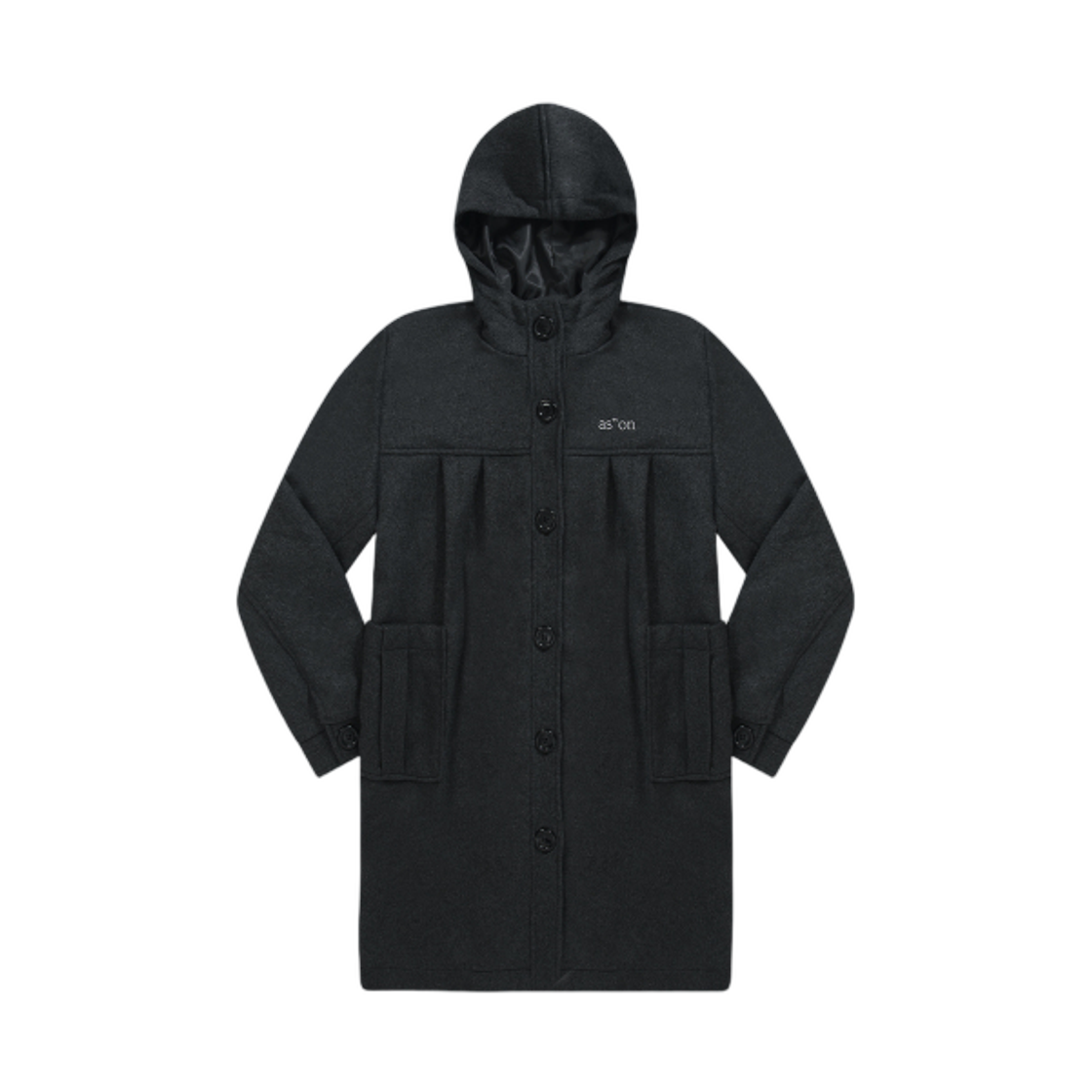 (W) 애즈온 알로 후드 롱 코트 차콜((W) Ason Allo Hoodie Long Coat Charcoal)