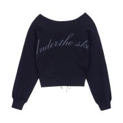 VOONT Lettering Off Shoulder Sweatshirt (BLACK)