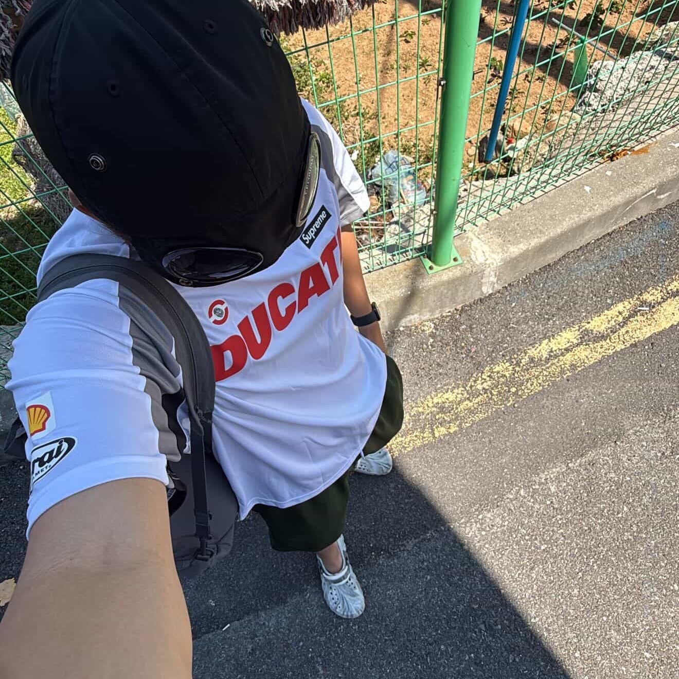 C.P. Company Chrome-R Goggle Cap Black, Nike x Supreme Air Force 1 Mid White 착용 스타일 - 2
