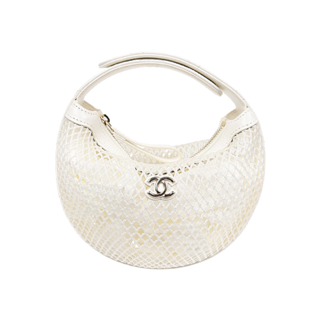 ITVIJU64KFFT Chanel White Mesh Hobo Shoulder Bag