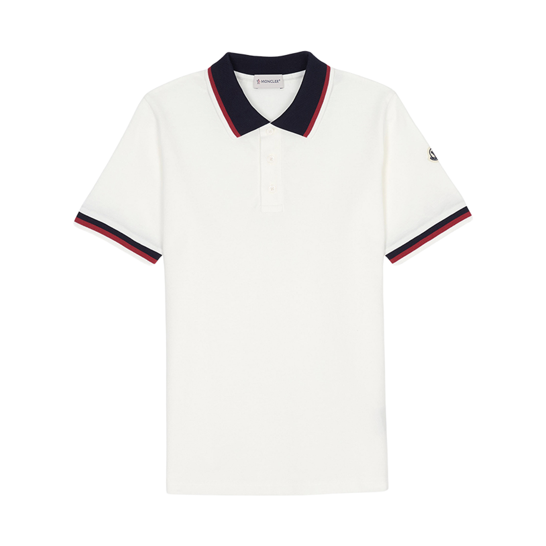 L1-954-8A00003-8496W-034 (Kids) Moncler Tricolour Trimmed Cotton Polo Shirt White - 26SS