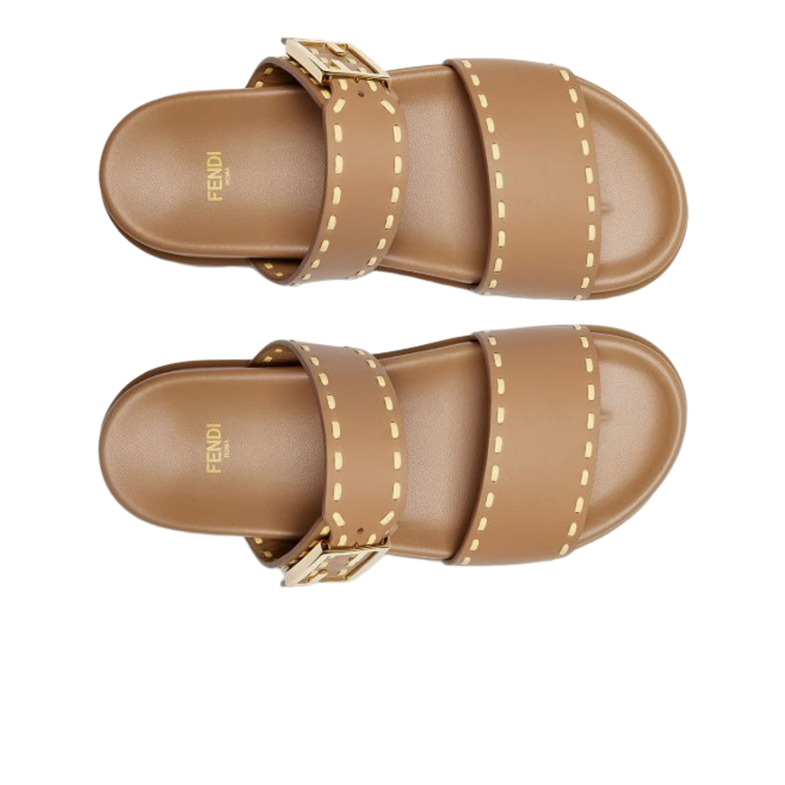 (W) 펜디 필 레더 슬라이드 브라운((W) Fendi Feel Leather Slide Brown) - 2