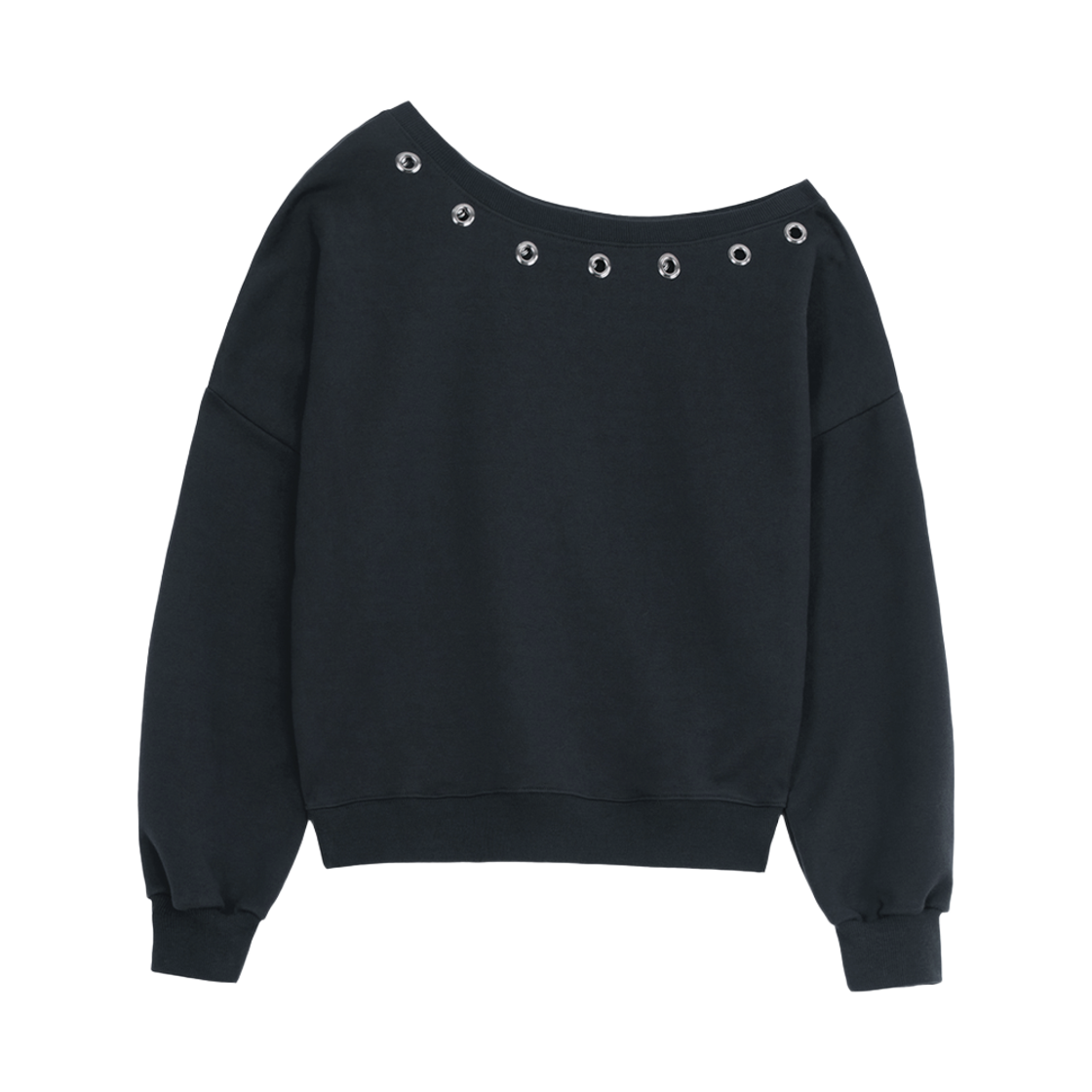 분트 언발란스 스터드 스웻셔츠 차콜(VOONT Unbalance Stud Sweatshirt (CHARCOAL))