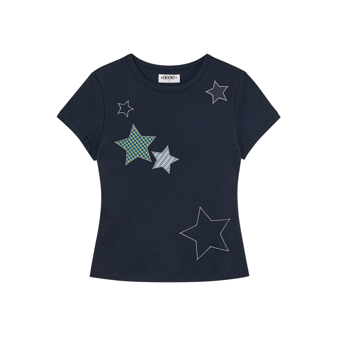 에이이에이이 체크 스타 티 네이비(AEAE Check Star Tee Navy)