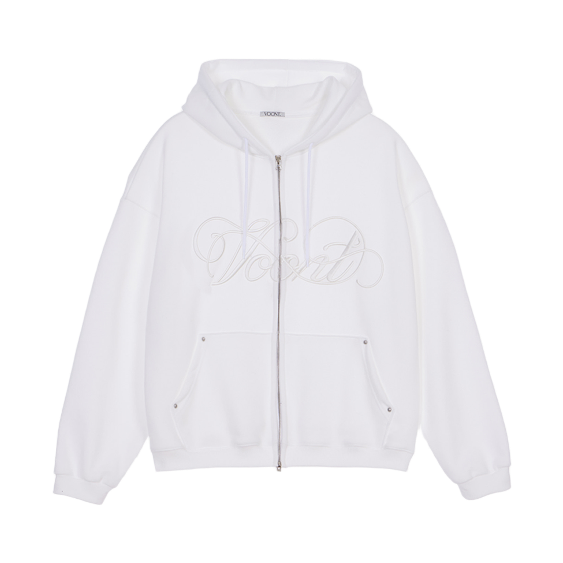 분트 레터링 엠브로이더리 후드집업 아이보리(VOONT Lettering Embroidery Zip-up (IVORY))