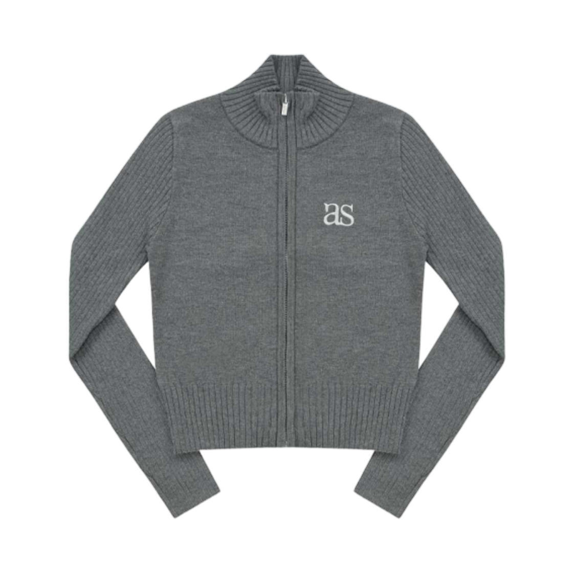 (W) 애즈온 마론 니트 집업 차콜((W) Ason Maron Knit Zip Up Charcoal)
