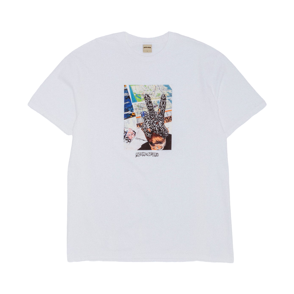 퍼킹 어썸 에프에이 엠큐 피스 사인 티셔츠 화이트(Fucking Awesome FA MQ Peace Sign T-Shirt White)