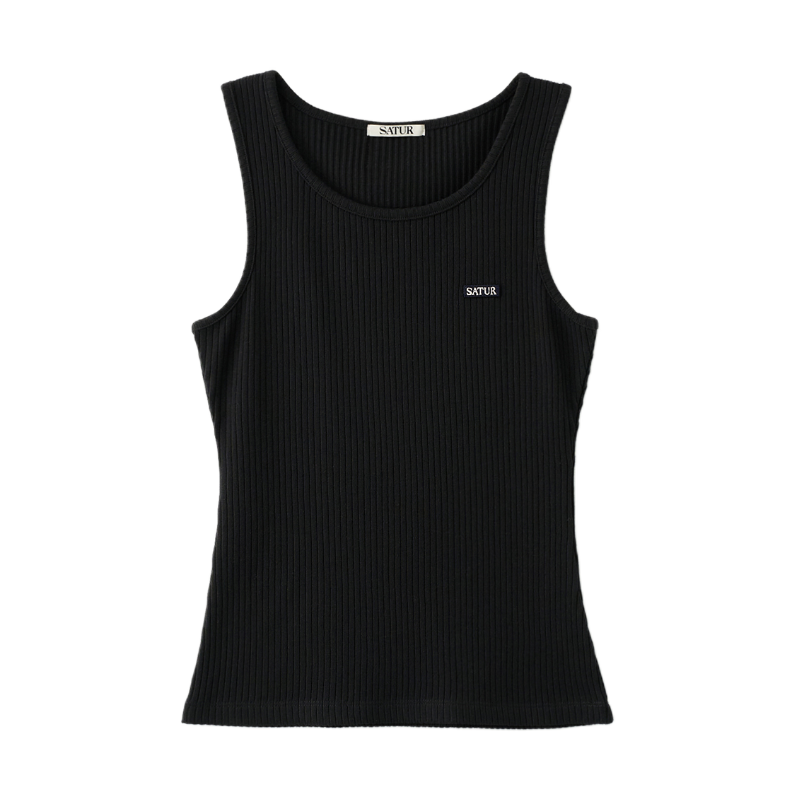 SA262WTS13BLK0 SATUR W Logo Ribbed Sleeveless Black