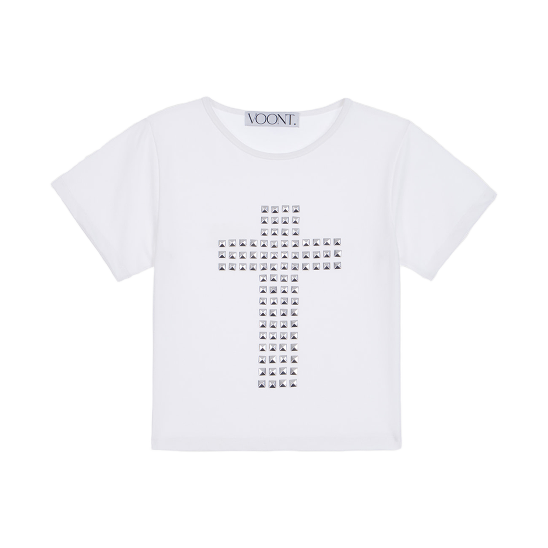 분트 스터드 크로스 티셔츠 아이보리(VOONT Stud Cross T-Shirt (IVORY)) - 1