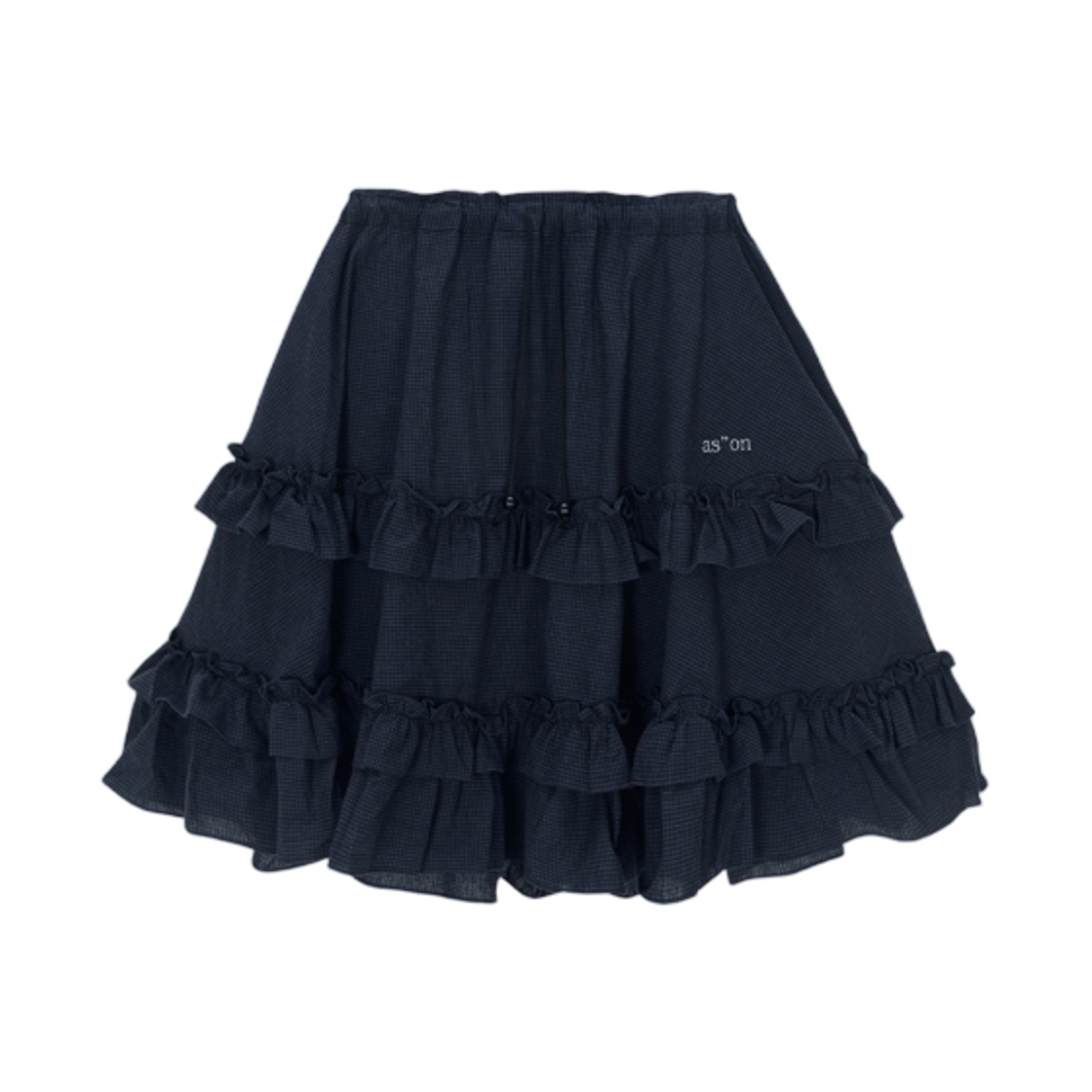 (W) 애즈온 체크 캉캉 미디 스커트 네이비((W) Ason Check Kangkang Midi Skirt Navy)