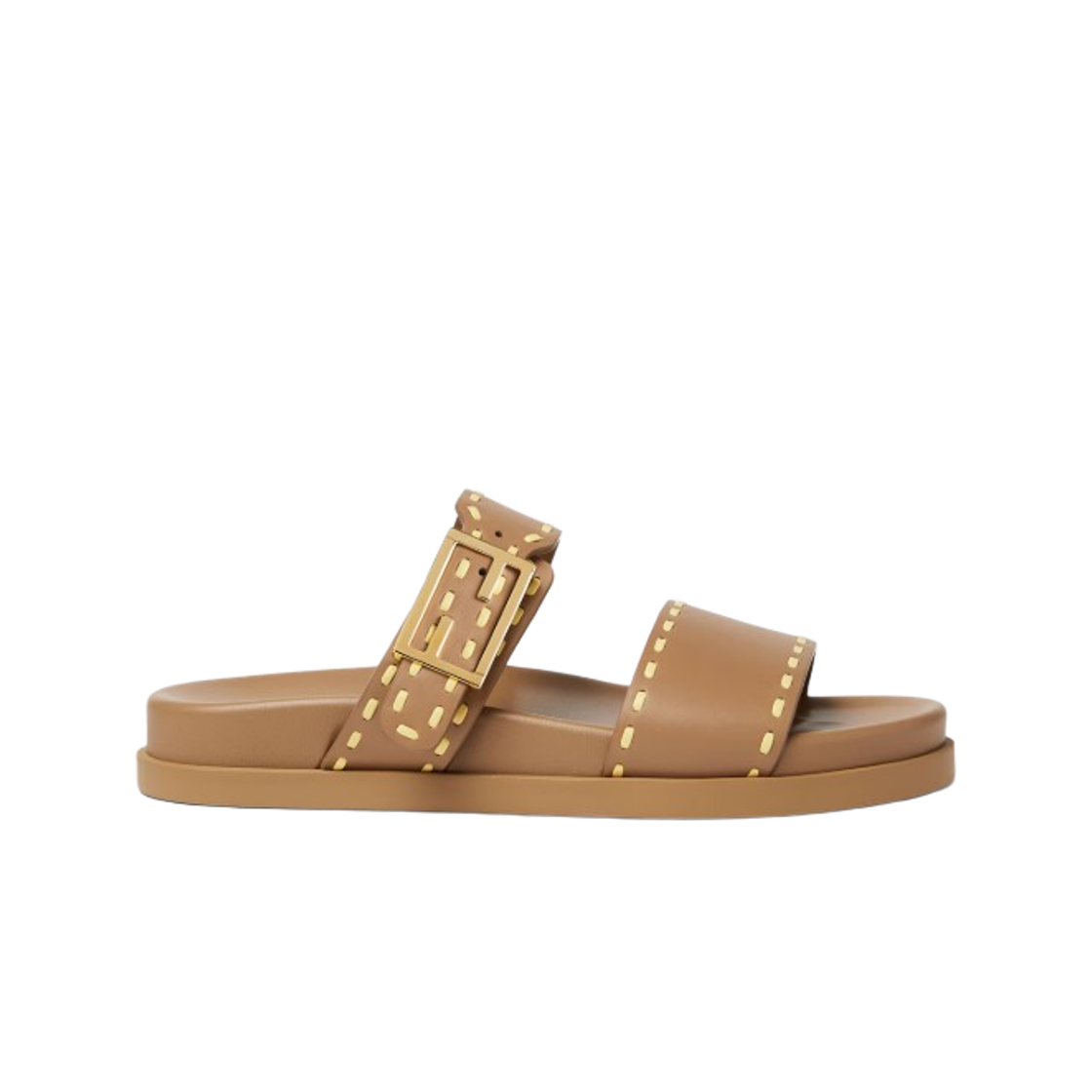 (W) 펜디 필 레더 슬라이드 브라운((W) Fendi Feel Leather Slide Brown)