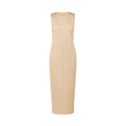 (W) Pleats Please Issey Miyake MC May Dress Sand Beige
