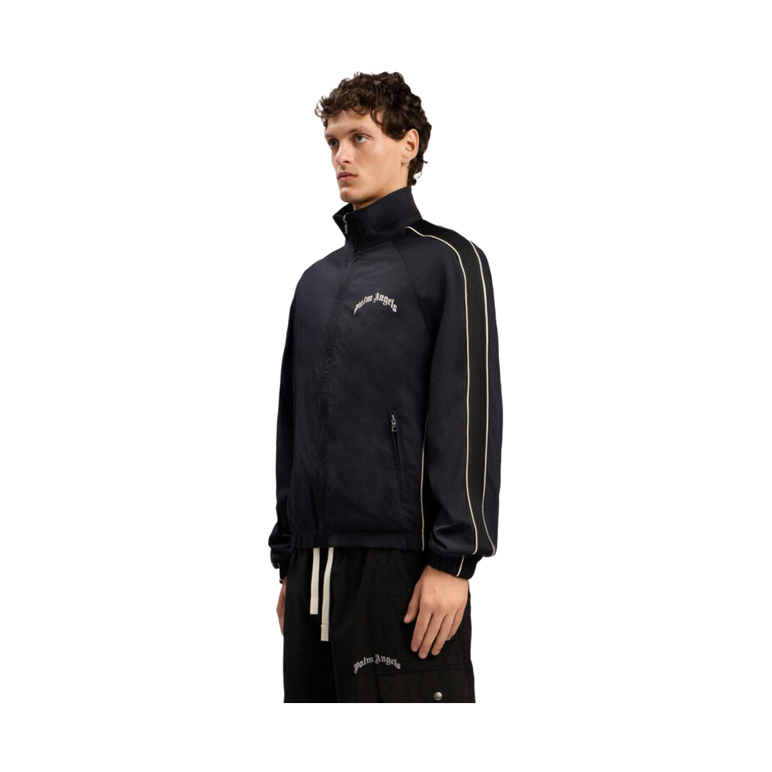 팜엔젤스 커브드 로고 빈티지 윈드브레이커 - 블랙 오프 화이트(Palm Angels Curved Logo Vintage Windbreaker - Black Off White) - 3