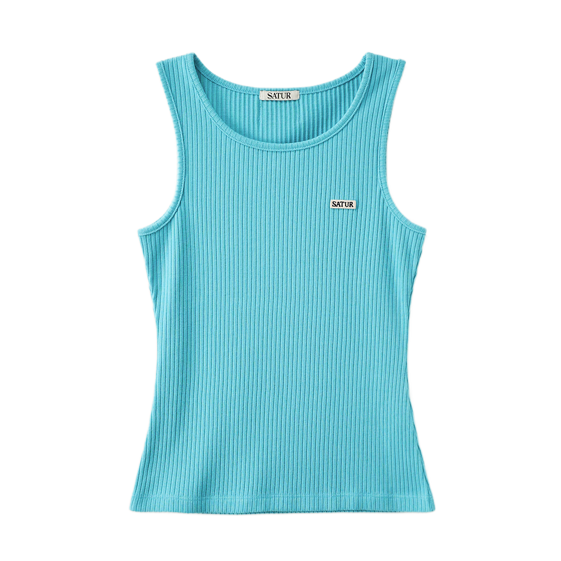 SA262WTS13BLE0 SATUR W Logo Ribbed Sleeveless Blue
