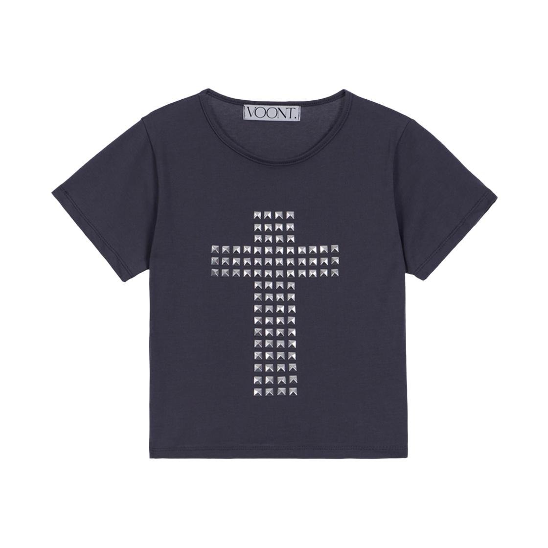 분트 스터드 크로스 티셔츠 차콜(VOONT Stud Cross T-Shirt (CHARCOAL)) - 1