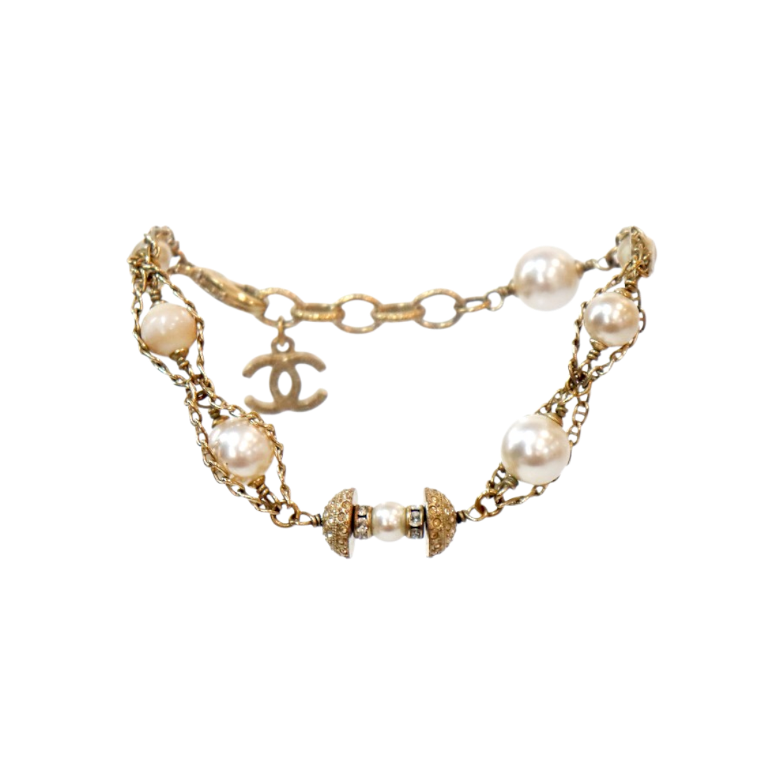 ITHAF85ACDSF Chanel Pearl CC Gold Bracelet