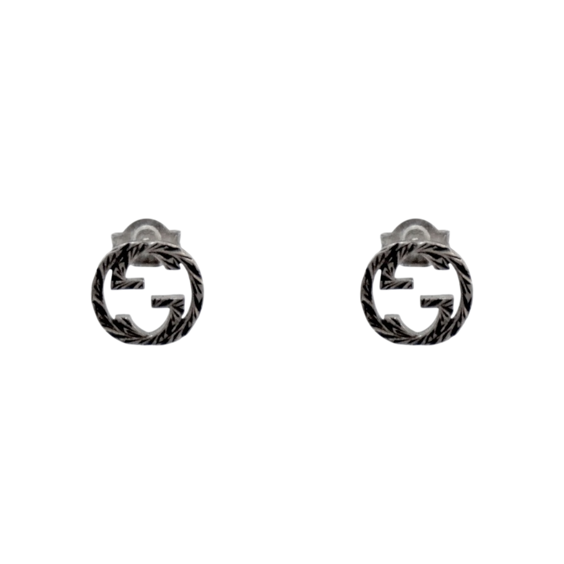 IT4ED4CDLST7 Gucci Black Interlocking G Silver Earrings A-B53037