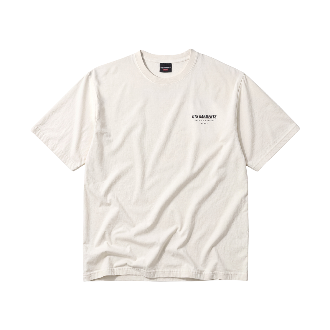 큐티에잇 가먼츠 피그먼트 심플 로고 티 아이보리(QT8 GARMENTS Pigment Simple Logo Tee Ivory) - 1