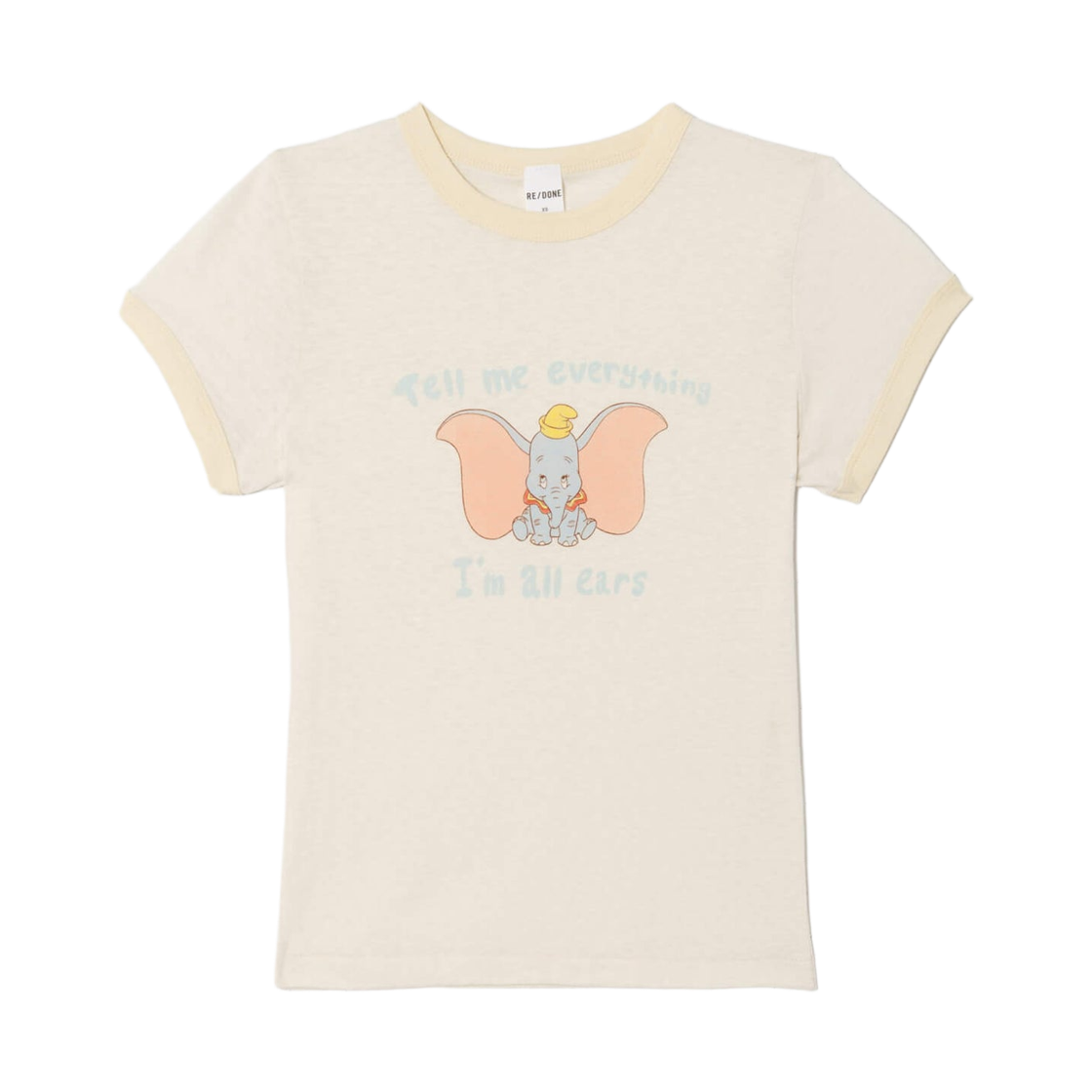 (W) 리던 60s 슬림 링거 덤보 티셔츠 빈티지 화이트 쇼트브레드((W) Re/Done 60s Slim Ringer Dumbo T-Shirt Vintage White Shortbread)
