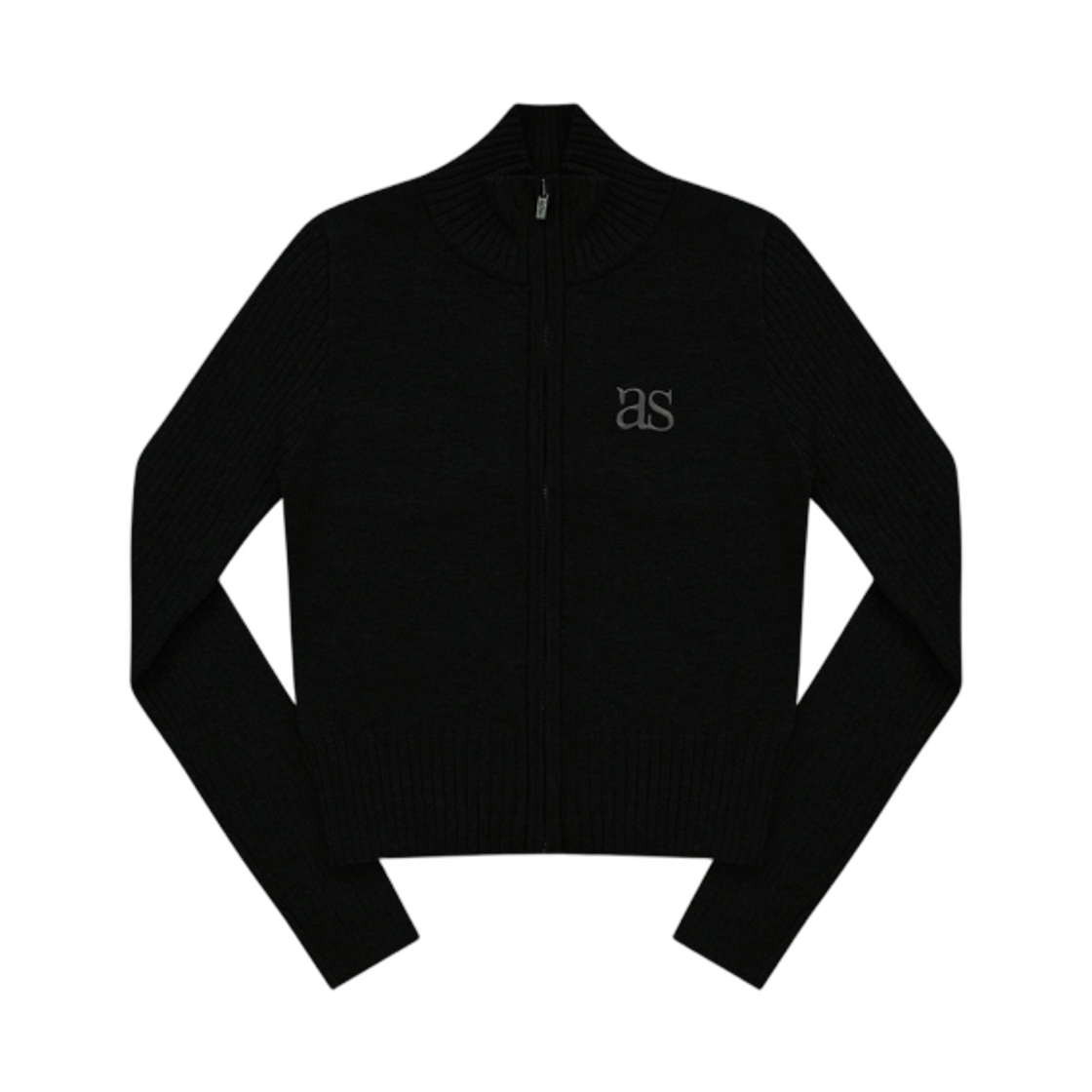 (W) 애즈온 마론 니트 집업 블랙((W) Ason Maron Knit Zip Up Black)
